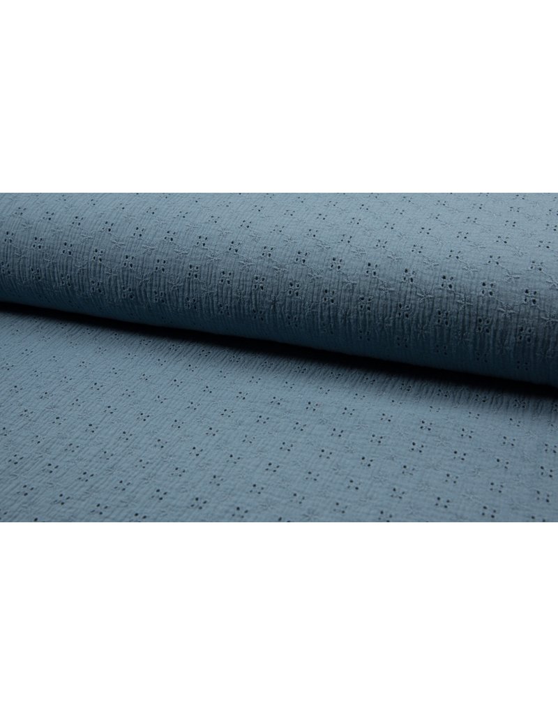 Musselin Spitze Motiv dusty blue