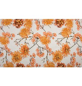 Jersey Motiv Digital Flowers white ochre senf weiß