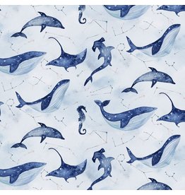 Sweat Sommersweat Motiv  blau Wal Hai Rochen Delfin