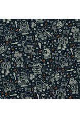 Jersey Motiv Robots navy meliert