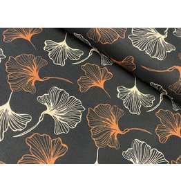 Baumwolle Canvas Ginko schwarz rost - HA