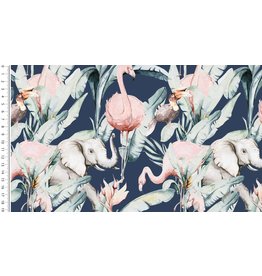 Jersey Motiv Digital Flamingos Elefanten marine - MU