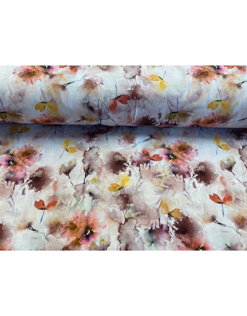 Jersey Digital Motiv Organic Flowers coral