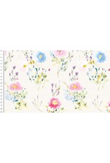 Jersey Motiv Digital toff watercolour flowers ecru - MU