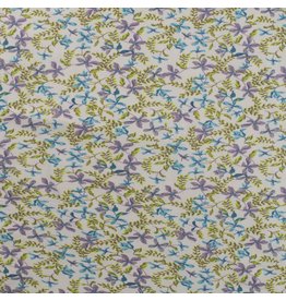 Jersey Motiv Flowers  aqua lilac grün