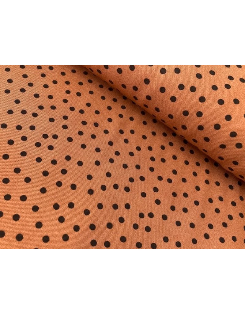 Viskose Twill print Dots tabacco rost