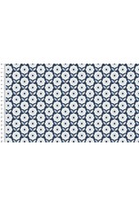 Baumwolle Motiv Flowers Blumen Retro navy blau hellblau - MU