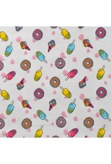 Jersey Motiv Glitzer pink Donuts Eis bunt - QT