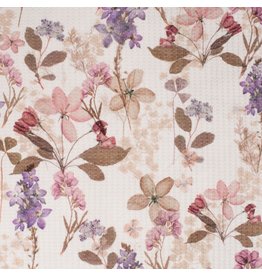 Waffel Jersey Motiv Flowers mauve - QT