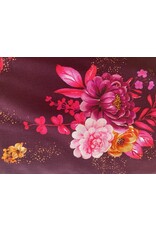 Jersey Motiv Digital Blumen bordeaux rot - SH