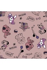 Jersey Motiv Hunde altrosé lila pink - QT