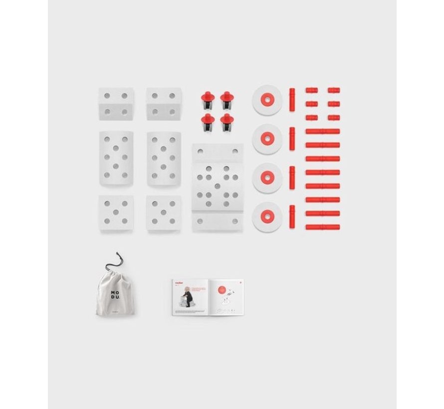 Modu Dreamer kit - Zachte blokken- 33 onderdelen - Speelgoed 1 -2-3 jaar - Mega blocks Grijs -Rood