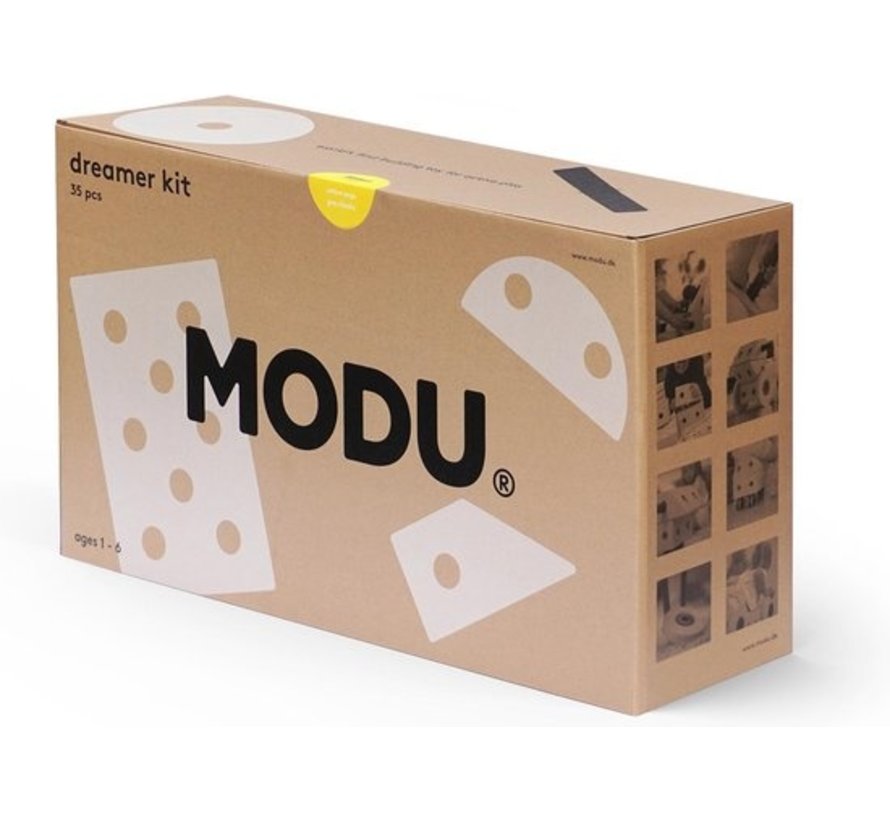 Modu Dreamer kit - Zachte blokken -33 onderdelen - Speelgoed 1 -2 -3 jaar - Mega blocks Grijs- Geel