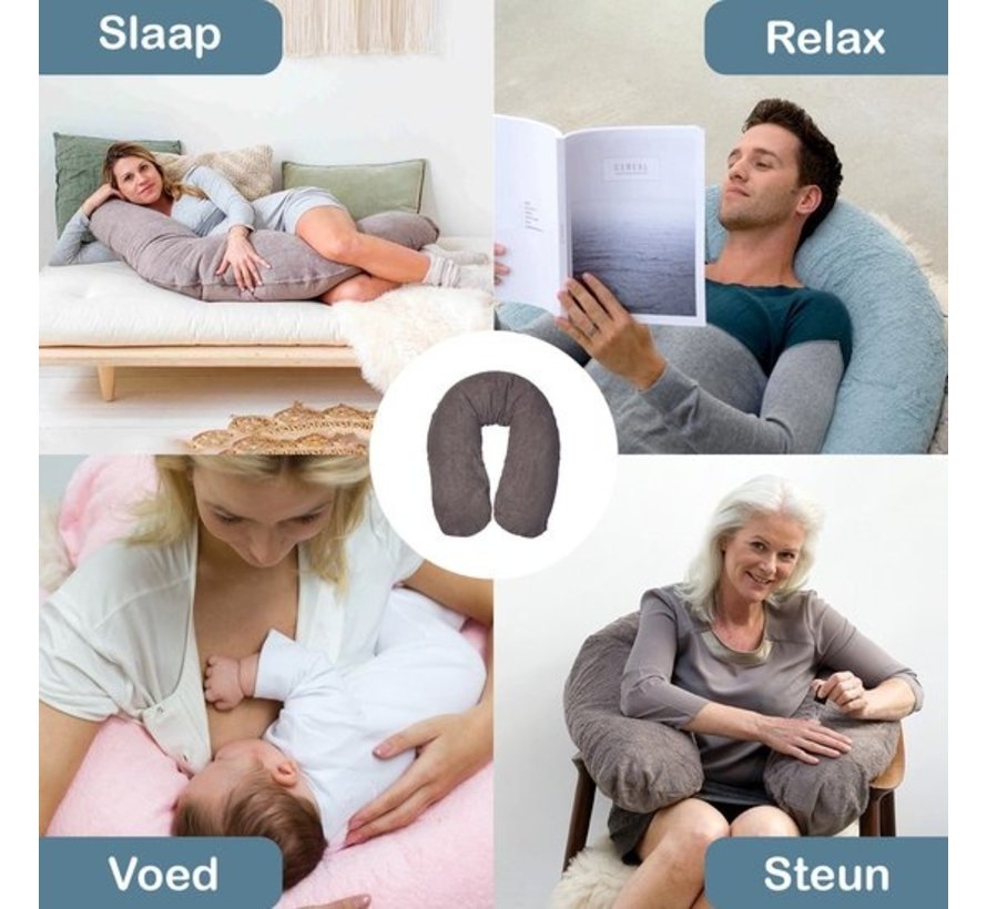 Form Fix XL Voedingskussenhoes - Body Pillow Kussensloop - Zwangerschapskussen hoes - Zijslaapkussen hoes - 100% Katoen Hoes - Plum