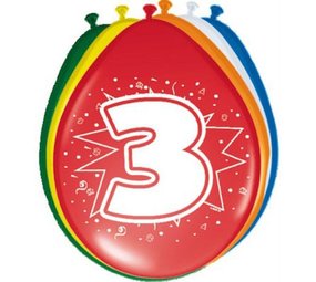 Folat Ballonnen 3 jaar 30cm | 8 stuks Folat Ballonnen 3 jaar 30cm | 8 stuks