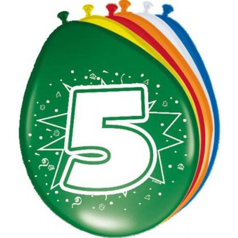 Folat Ballonnen 5 jaar 30cm | 8 stuks Folat Ballonnen 5 jaar 30cm | 8 stuks