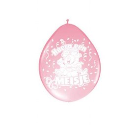 Folat Ballon Hoera een meisje 8 stuks Folat Ballon Hoera een meisje 8 stuks