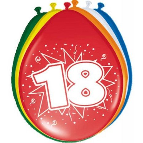 Folat Ballons pour 18e anniversaire 30 cm | 8 pièces