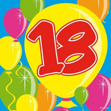 Folat Servetten 18 jaar 25x25cm | 20 stuks Folat Servetten 18 jaar 25x25cm | 20 stuks