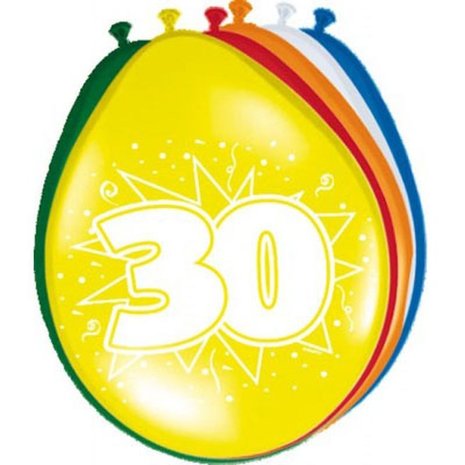 Folat Ballons pour 30e anniversaire (30 cm) | 8 pièces