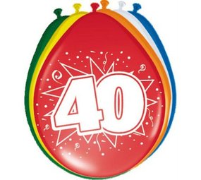 Folat 40. Geburtstagsballons, 30 cm | 8 Stück