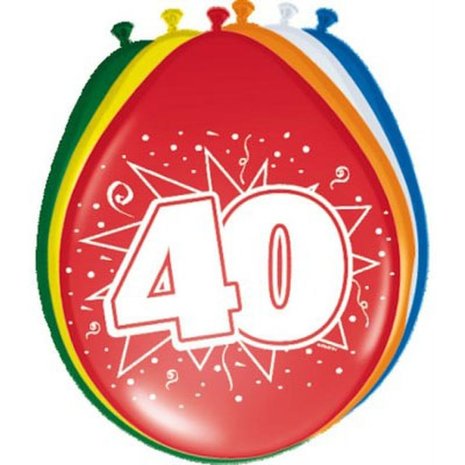 Folat 40. Geburtstagsballons, 30 cm | 8 Stück