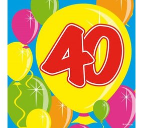 Folat Serviettes de table pour 40e anniversaire 25x25cm | 20 pièces