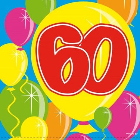 Folat Servetten 60 jaar 25x25cm | 20 stuks Folat Servetten 60 jaar 25x25cm | 20 stuks