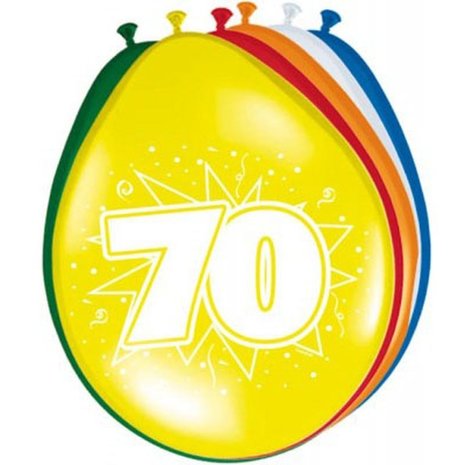 Folat Ballons pour 70e anniversaire, 30 cm | 8 pièces