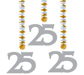 Folat Spirale décorative 25 ans de mariage 76 cm | 3 pièces