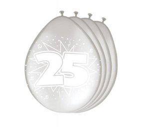 Folat Ballonnen 25 jaar Getrouwd Zilver 30cm | 8 stuks Folat Ballonnen 25 jaar Getrouwd Zilver 30cm | 8 stuks