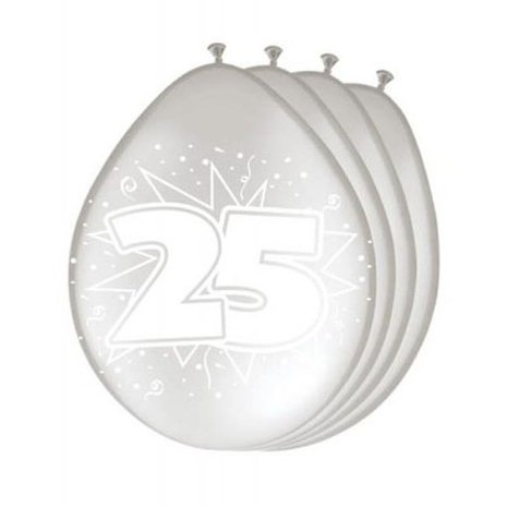Folat 25th Wedding Anniversary Balloons Silver 30cm | 8 pieces