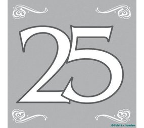 Folat Serviettes de table « 25 ans de mariage » 33 x 33 cm | 20 pièces