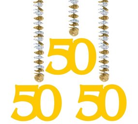 Dekorative Spirale, 50 Jahre Gold | 3 Stück