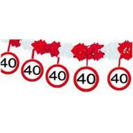 Folat 40 Years Traffic Sign Garland with Hanging Pendants 4 meters | per piece