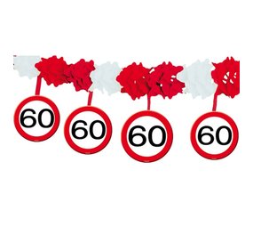 Folat 60 Years Traffic Sign Garland with Hanging Pendants 4 meters | per piece
