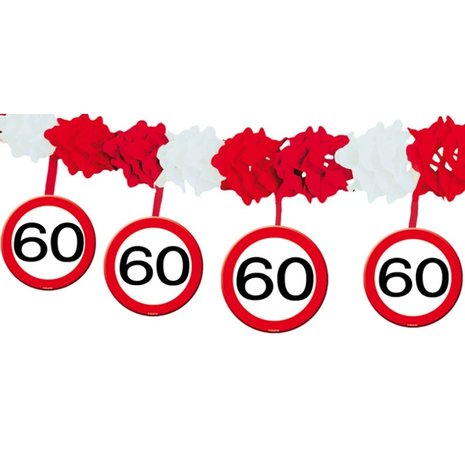 Folat 60 Years Traffic Sign Garland with Hanging Pendants 4 meters | per piece