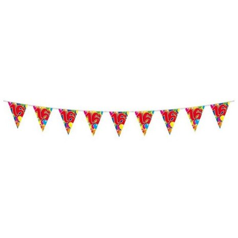 Folat Doppelseitiges Wimpelbanner zum 16. Geburtstag | 6 Meter