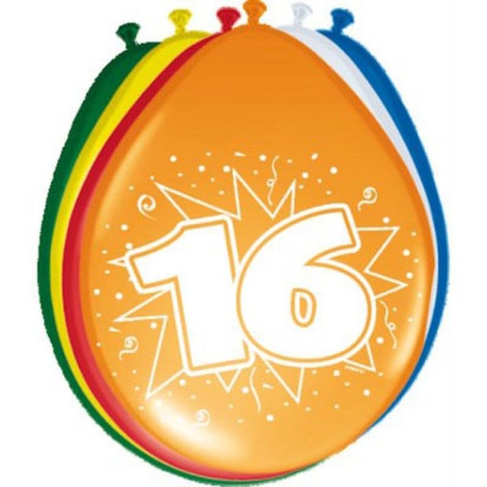 Folat Ballonnen 16 jaar 30cm | 8 stuks Folat Ballonnen 16 jaar 30cm | 8 stuks