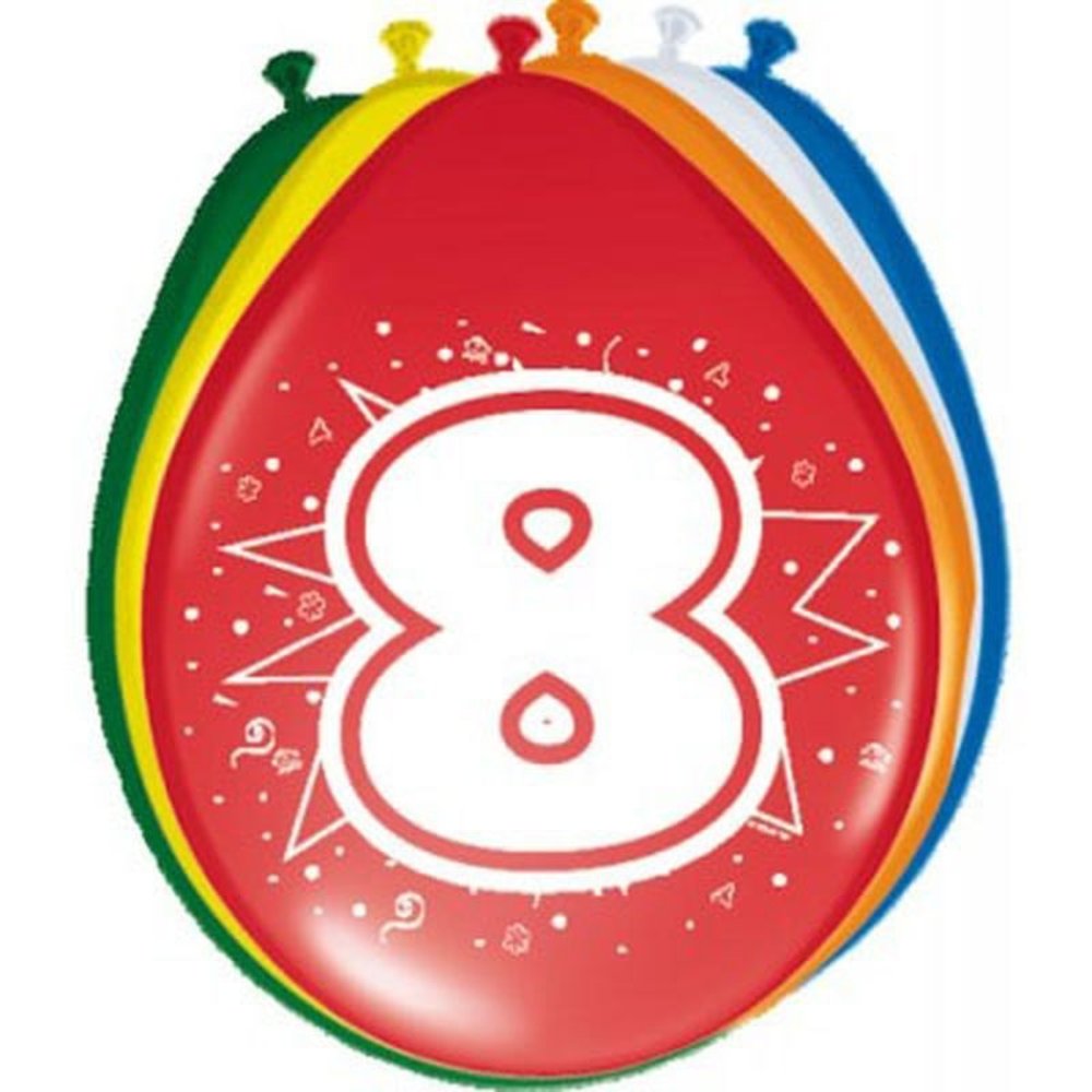 Folat Ballonnen 8 jaar 30cm | 8 stuks Folat Ballonnen 8 jaar 30cm | 8 stuks