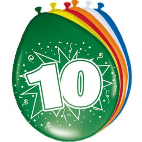 Folat Ballons « 10 ans » 30 cm | 8 pièces