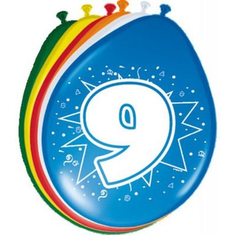 Folat Luftballons für 9-Jährige, 30 cm | 8 Stück