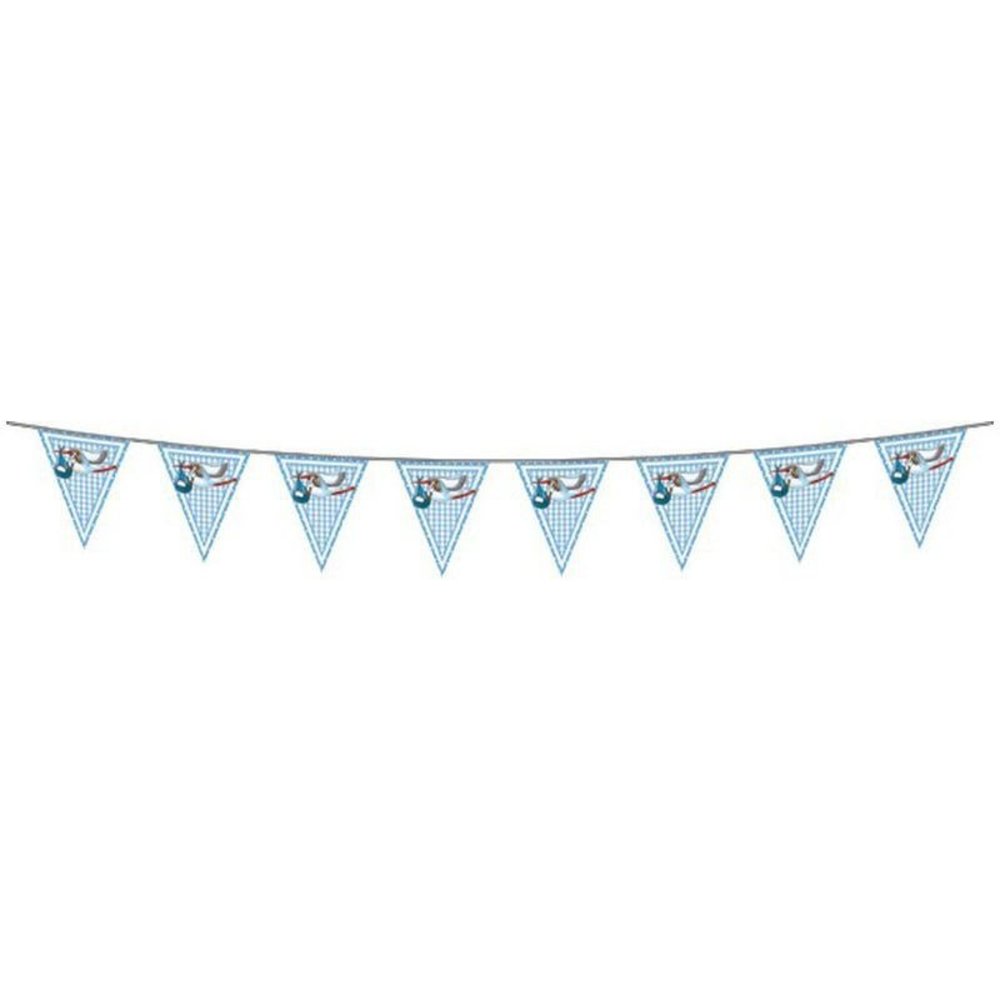 Folat Guirlande de drapeaux pour la naissance d'un petit garçon cigogne