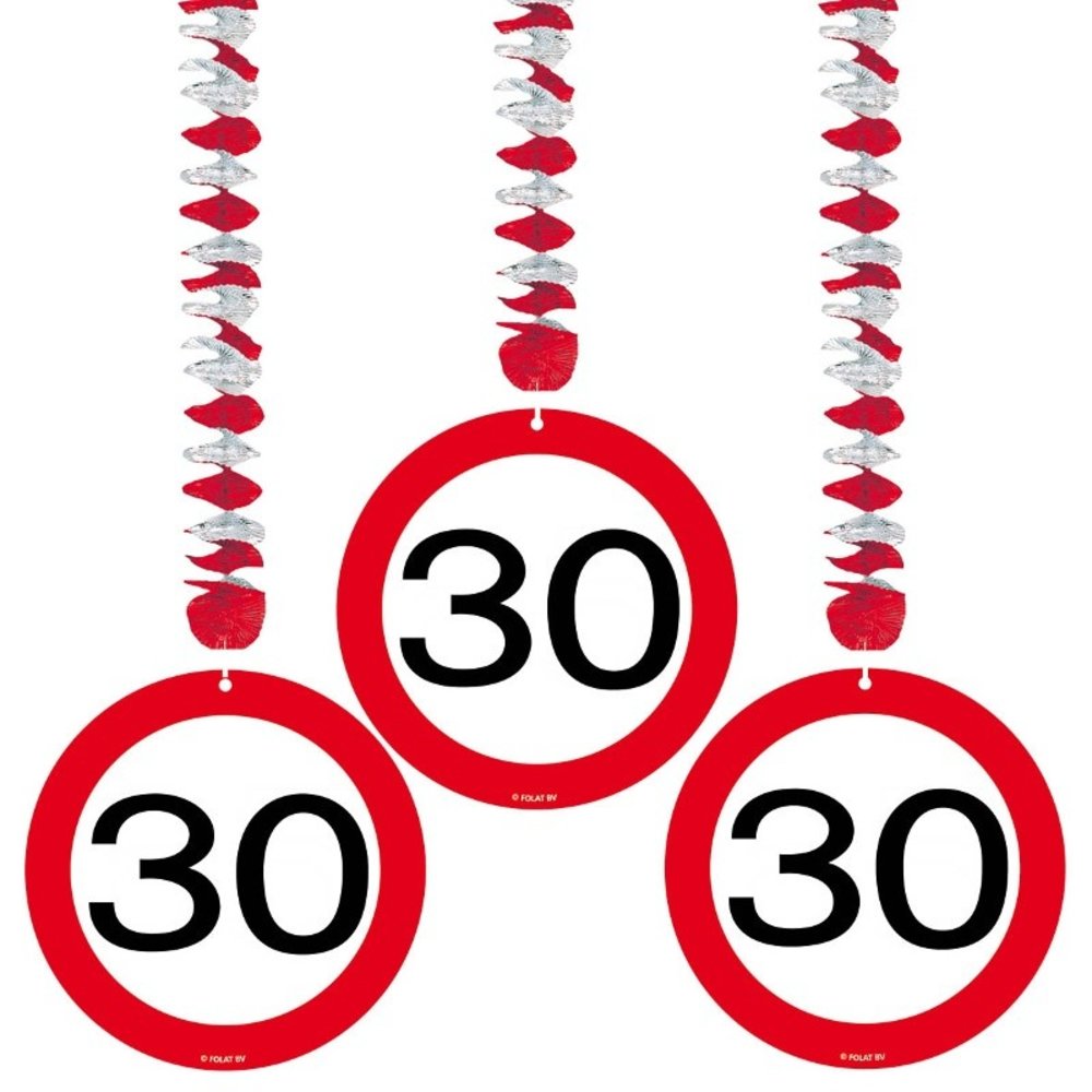 Folat Decorative spiral 30 Traffic signs 3 pieces