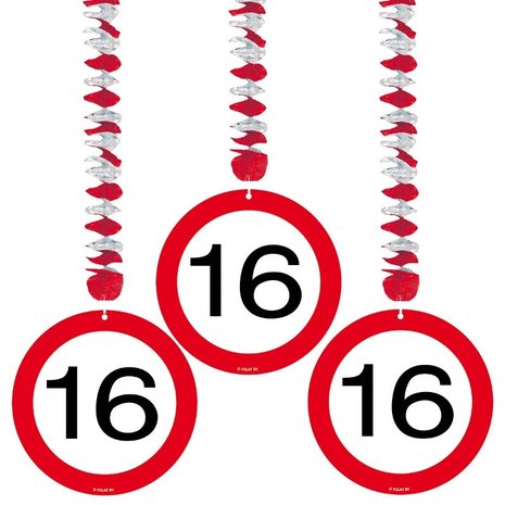 Folat Decoratie spiraal 16 Verkeersbord | 3 stuks Folat Decoratie spiraal 16 Verkeersbord | 3 stuks