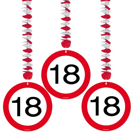Folat Decorative spiral 18 Traffic signs 3 pieces