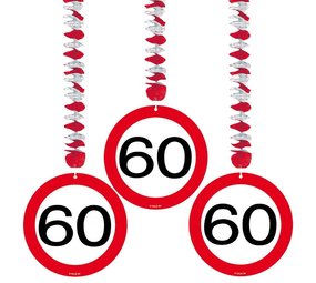 Folat Decorative spiral 60 traffic signs 3 pieces