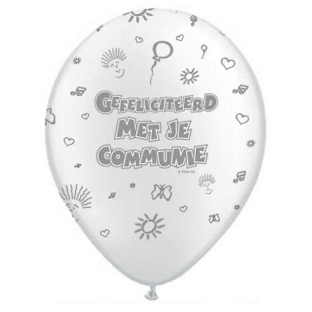 Ballon Communie wit-parelmoer 8 stuks Ballon Communie wit-parelmoer 8 stuks