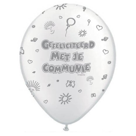 Folat Kommunionsballons, weiß-metallic, 30 cm | 8 Stück