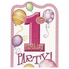 Amscan 1st birthday invitation pink balloons 8 pieces Amscan 1st birthday invitation pink balloons 8 pieces
